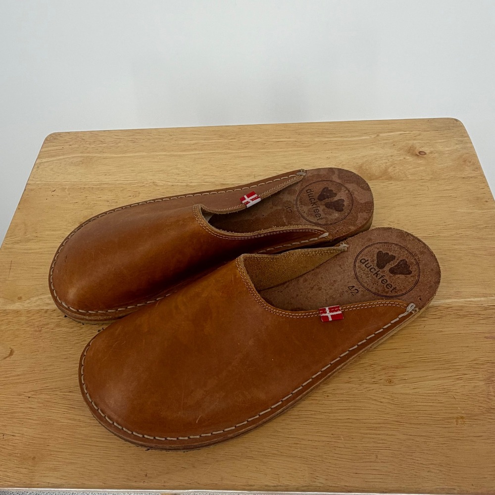 Duckfeet Blavand Clog Mule Unisex 42 Tan Leather Slipper Danish Minimalist Hygge